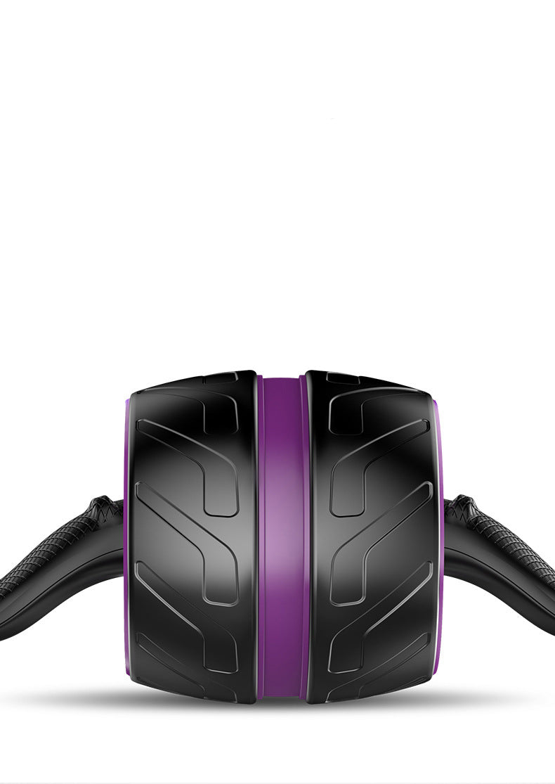 Black and purple ab roller on a white background