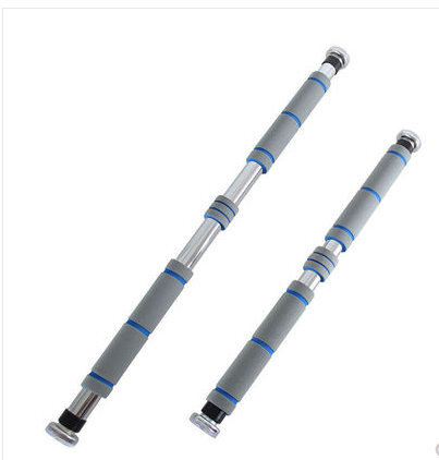 Two gray and blue exercise bars on a white background