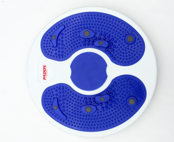 Blue and white device with textured surface on a white background